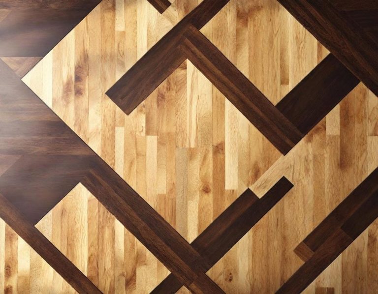 Muster aus Holz mit geometrischen Formen in verschiedenen Brauntönen.